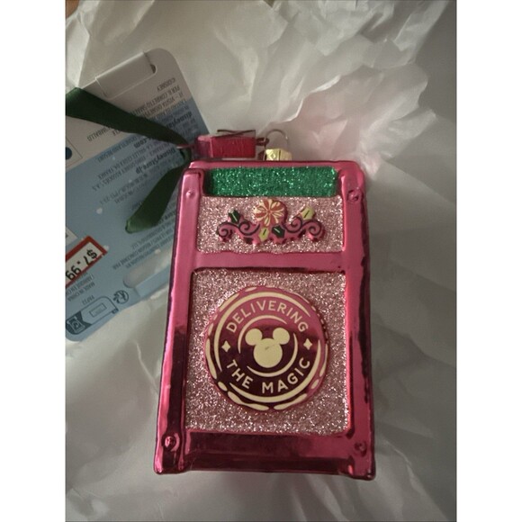 Disney Parks 2024 Mickey & Minnie Holiday Mailbox Glass Sketchbook Ornament NWT - Picture 2 of 6